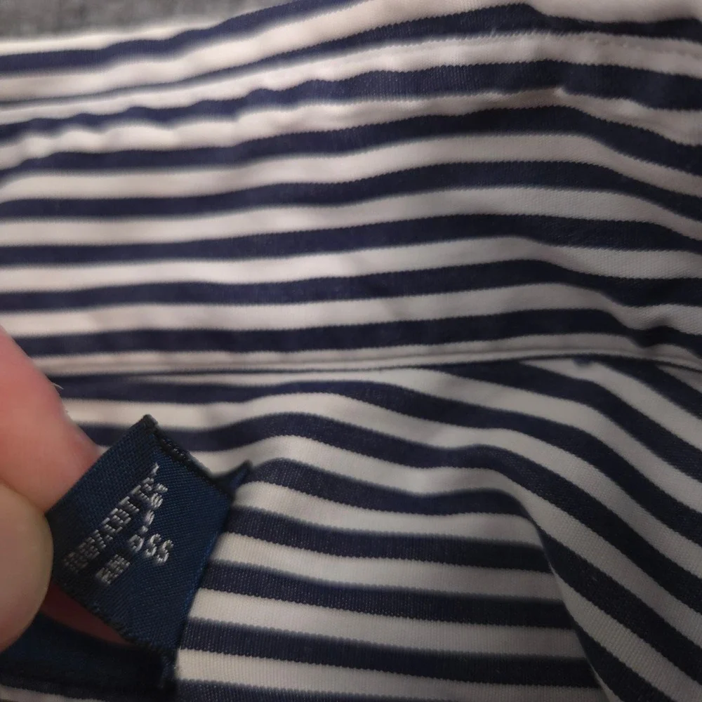 Vintage Ralph Lauren Shirt Mens 3XB Navy White Striped Red Pony Classic Fit 90s